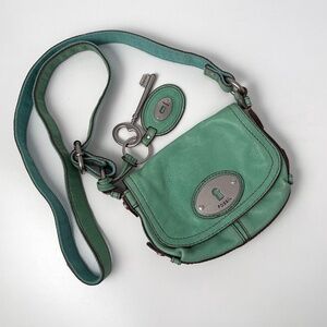 Vintage Fossil Maddox Mini Sling Bag – Green Leather Crossbody